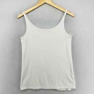 EILEEN FISHER Tank Top M Organic Cotton Ribbed Jersey Cami Scoop Neck White